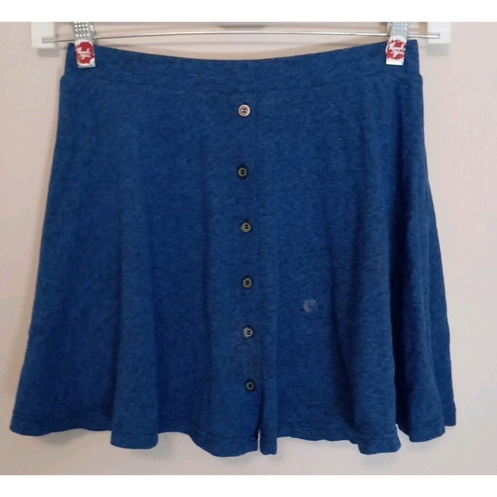 american eagle outfitters Heather Blue Black Button Design Lined Mini Skirt M